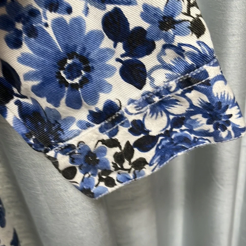 Roaman’s Blue & White Floral Denim Jacket 16W - Picture 10 of 15